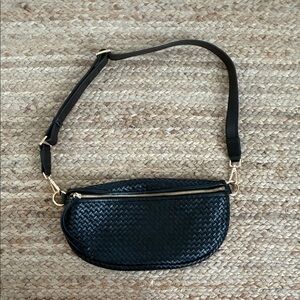QUINCE 100% LEATHER Woven Leather Crossbody Bag in Black